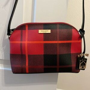 Kate Spade red and black Plaid Crossbody. NWOT